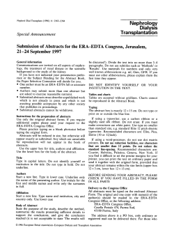 Submission of Abstracts for the ERA