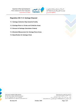 Regulation DD-11.0: Garbage Disposal