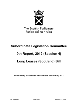 Subordinate Legislation Committee 9th Report, 2012 (Session 4