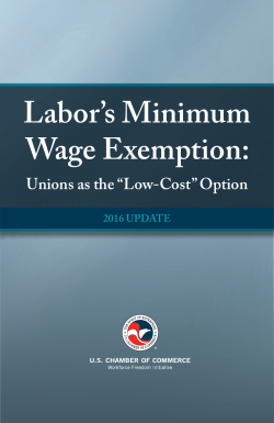 Labor`s Minimum Wage Exemption - U.S. Chamber