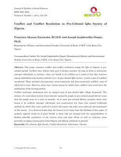 Conflict and Conflict Resolution in Pre-Colonial Igbo