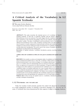 A Critical Analysis of the Vocabulary in L2 Spanish Textbooks