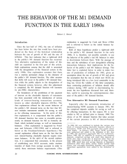 The Behavior of the M1 Demand Function in the Early 1980s