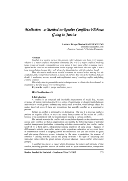 Mediation - a Method to Resolve Conflicts Without Going to Justice
