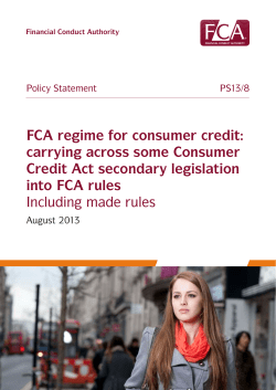Policy Statement 13/8: FCA regime for consumer credit: carrying