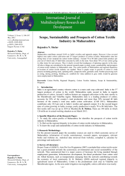 Scope, Sustainability and Prospects of Cotton Textile Industry in