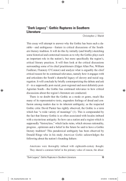 &ldquo;Dark Legacy&rdquo;: Gothic Ruptures in Southern Literature