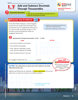 Add and Subtract Decimals Through Thousandths
