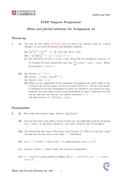 Hints and partial solutions for Assignment 24