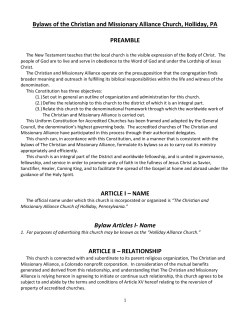 Bylaws of the Christian and Missionary Alliance Church, Holliday