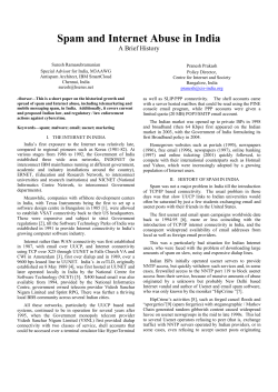 Spam and Internet Abuse in India - A Brief History