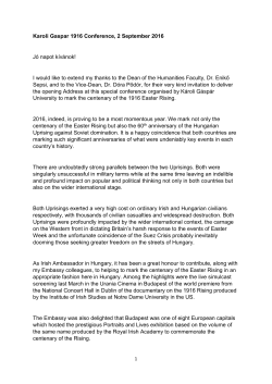 Ambassador`s speech - K&aacute;roli G&aacute;sp&aacute;r University of the