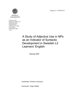 A Study of Adjective Use in NPs as an Indicator of Syntactic