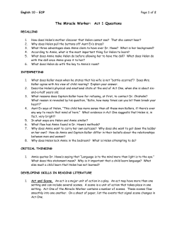 The Miracle Worker: Act 1 Questions