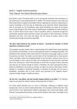 SACE 2 - English Communications Task 2 Novel: The