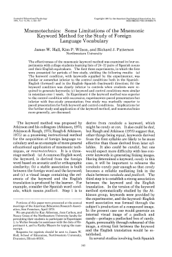 Mnemotechnics: Some Limitations of the Mnemonic