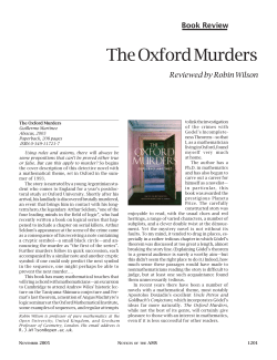 Book Review: The Oxford Murders, Volume 52, Number 10