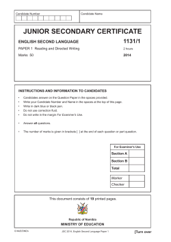 junior secondary certificate - Ministry of Education Namibia