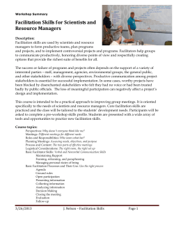Facilitation Skills for Scientists and Resource Managers