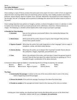 The Yellow Wallpaper - Close Reading Introduction