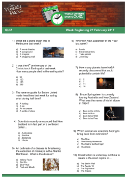 QUIZ Week Beginning 27 February 2017