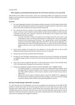 NAV Update and Dividend Declaration for the three