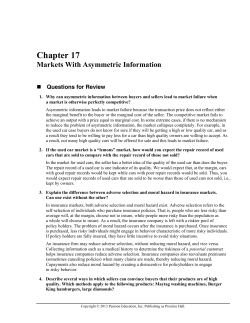 Chapter 17 Markets With Asymmetric Information