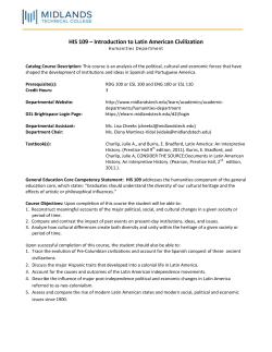 HIS 109 &ndash; Introduction to Latin American Civilization