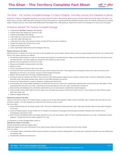 The Ghan - The Territory Complete Fact Sheet