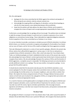 alzebab.org 1 An Apology to the Continent and Peoples of Africa We