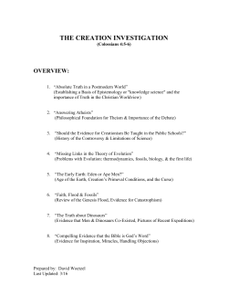 The Creation Investigation Outline