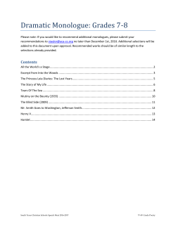Dramatic Monologue: Grades 7-8