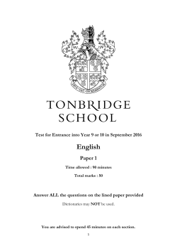 English Paper 1 Year 9 and 10