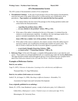 APA Documentation System - Northern State University