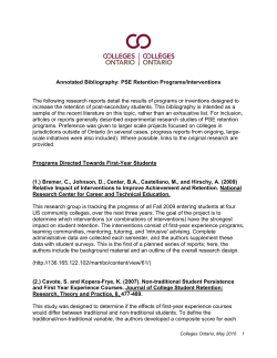 Annotated Bibliography: PSE Retention