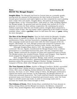 SG#38 The Mongol Empire - White Plains Public Schools