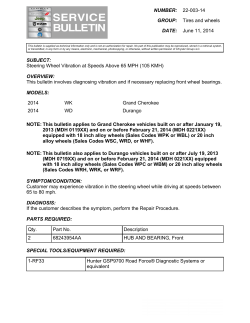 SUBJECT: Steering Wheel Vibration at Speeds Above 65 MPH (105