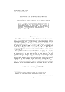 COUNTING PRIMES IN RESIDUE CLASSES 1. Introduction In the