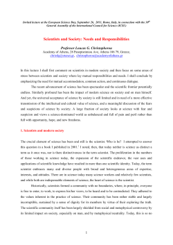 Scientists and Society: Needs and Responsibilities