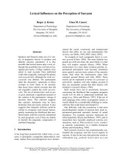 Lexical Influences on the Perception of Sarcasm