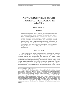 Advancing Tribal Court Criminal Jurisdiction In Alaska