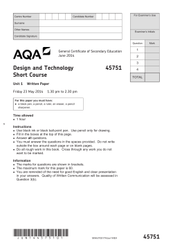 GCSE Design and Technology: Short Course Question paper