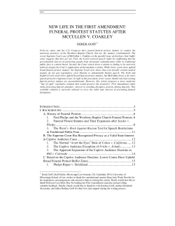 funeral protest statutes after mccullen v. coakley