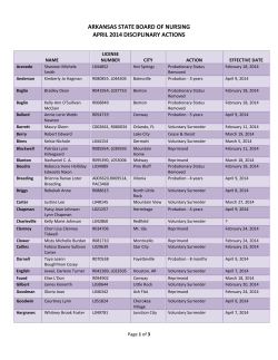 ARKANSAS STATE BOARD OF NURSING APRIL 2014