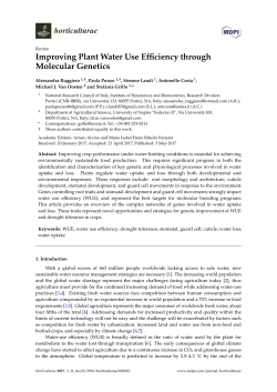 Improving Plant Water Use Efficiency through Molecular Genetics