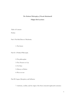 1 The Political Philosophy of Niccol&ograve; Machiavelli Filippo Del
