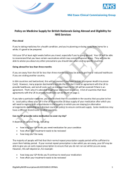 Eligibility for NHS prescriptions and Living Abroad