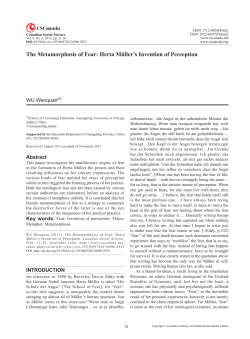 The Metamorphosis of Fear: Herta M&uuml;ller`s Invention of