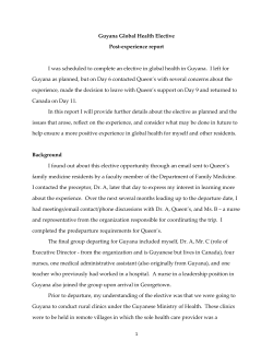 Guyana report - Queen`s Department of Family Medicine