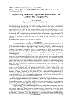 Hegemonising Intellectual Imperialism: Speciesism